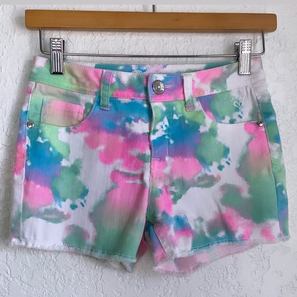 Justice Bubble Gum Tie Dye Denim Shorts Sz 12R